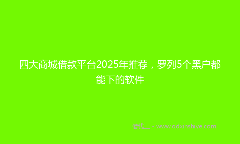 四大商城借款平台2025年推荐，罗列5个黑户都能下的软件