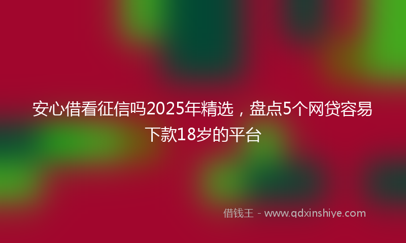 安心借看征信吗2025年精选，盘点5个网贷容易下款18岁的平台