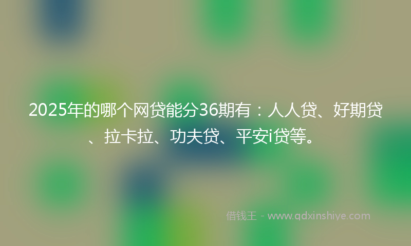 2025年的哪个网贷能分36期有：人人贷、好期贷、拉卡拉、功夫贷、平安i贷等。