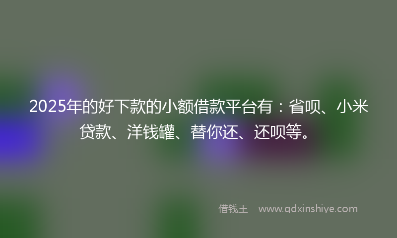 2025年的好下款的小额借款平台有：省呗、小米贷款、洋钱罐、替你还、还呗等。
