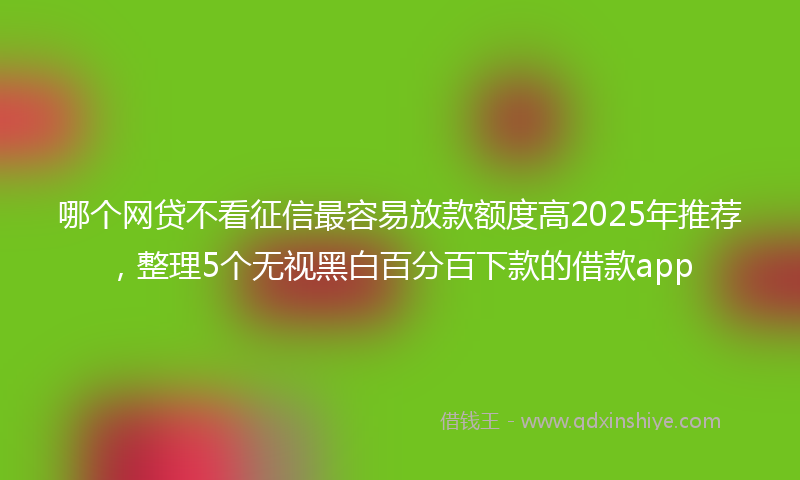 哪个网贷不看征信最容易放款额度高2025年推荐，整理5个无视黑白百分百下款的借款app