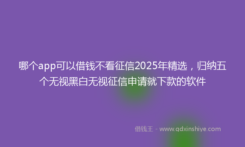 哪个app可以借钱不看征信2025年精选，归纳五个无视黑白无视征信申请就下款的软件