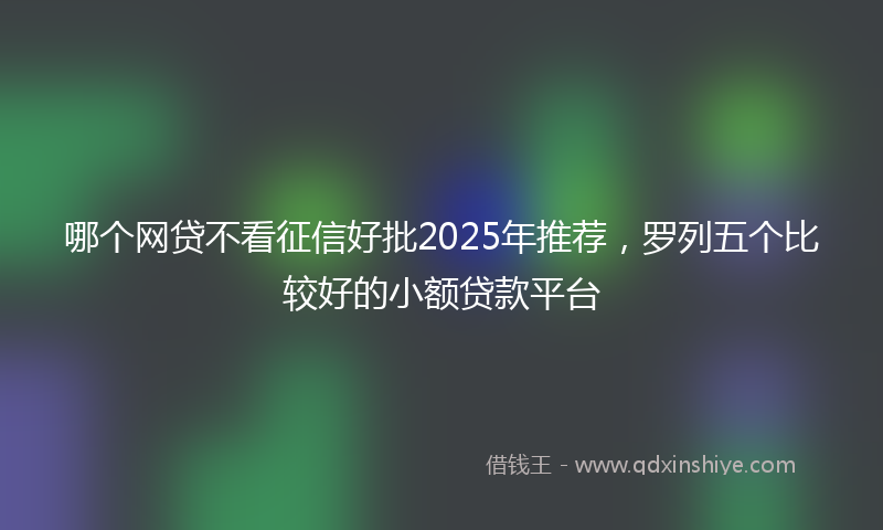 哪个网贷不看征信好批2025年推荐，罗列五个比较好的小额贷款平台