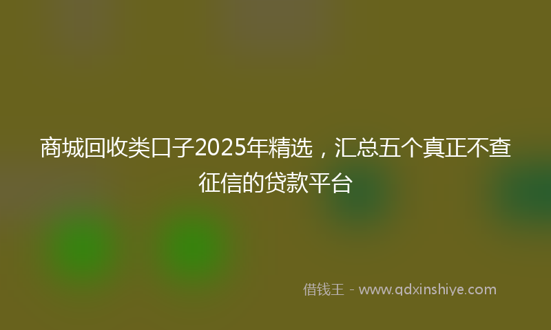 商城回收类口子2025年精选，汇总五个真正不查征信的贷款平台