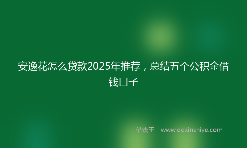安逸花怎么贷款2025年推荐，总结五个公积金借钱口子