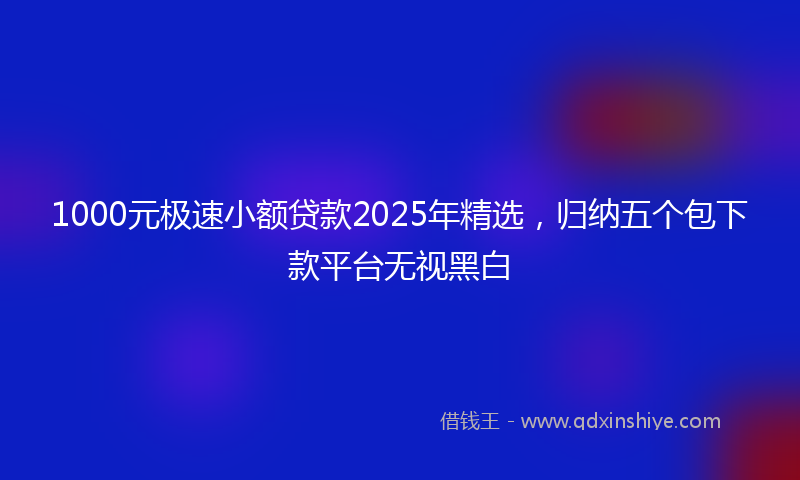 1000元极速小额贷款2025年精选，归纳五个包下款平台无视黑白