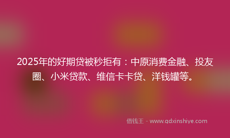 2025年的好期贷被秒拒有：中原消费金融、投友圈、小米贷款、维信卡卡贷、洋钱罐等。