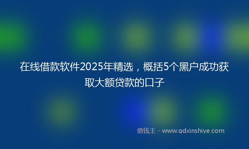 在线借款软件2025年精选，概括5个黑户成功获取大额贷款的口子