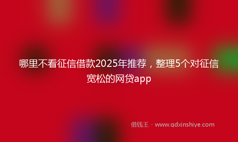 哪里不看征信借款2025年推荐，整理5个对征信宽松的网贷app
