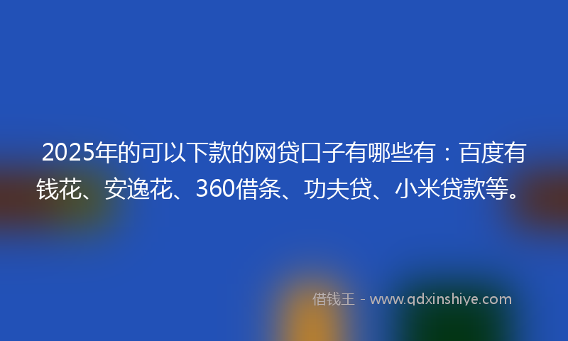 2025年的可以下款的网贷口子有哪些有：百度有钱花、安逸花、360借条、功夫贷、小米贷款等。