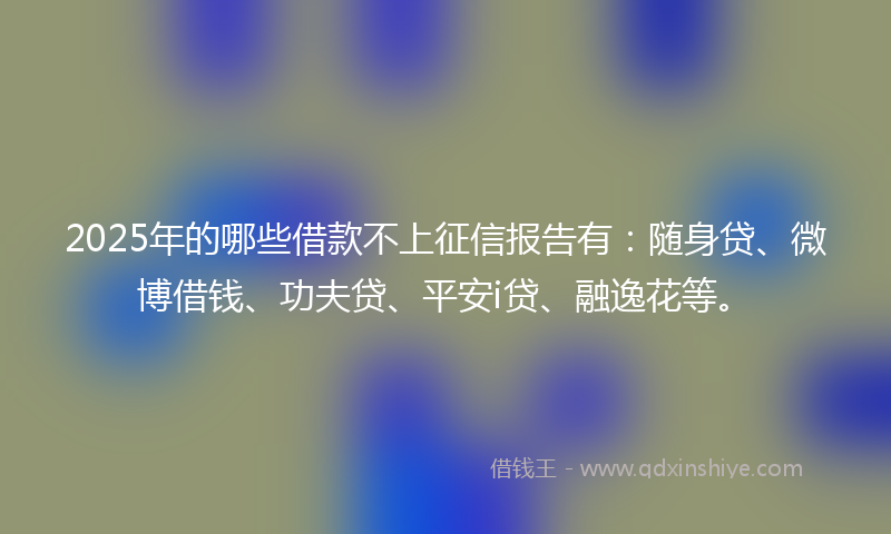 2025年的哪些借款不上征信报告有：随身贷、微博借钱、功夫贷、平安i贷、融逸花等。