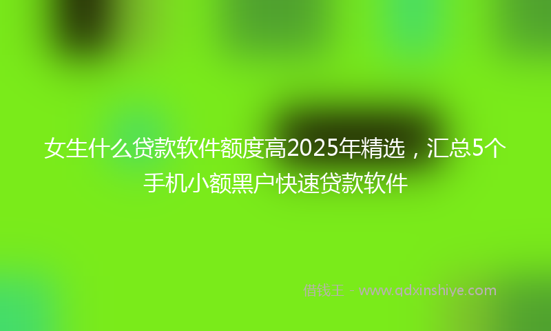 女生什么贷款软件额度高2025年精选，汇总5个手机小额黑户快速贷款软件
