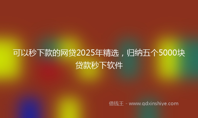 可以秒下款的网贷2025年精选，归纳五个5000块贷款秒下软件