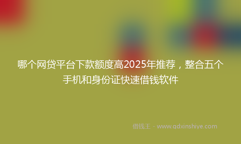 哪个网贷平台下款额度高2025年推荐，整合五个手机和身份证快速借钱软件