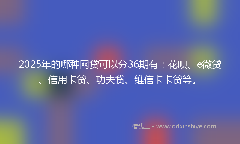2025年的哪种网贷可以分36期有：花呗、e微贷、信用卡贷、功夫贷、维信卡卡贷等。