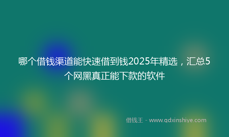 哪个借钱渠道能快速借到钱2025年精选，汇总5个网黑真正能下款的软件