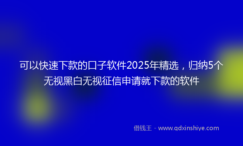 可以快速下款的口子软件2025年精选，归纳5个无视黑白无视征信申请就下款的软件