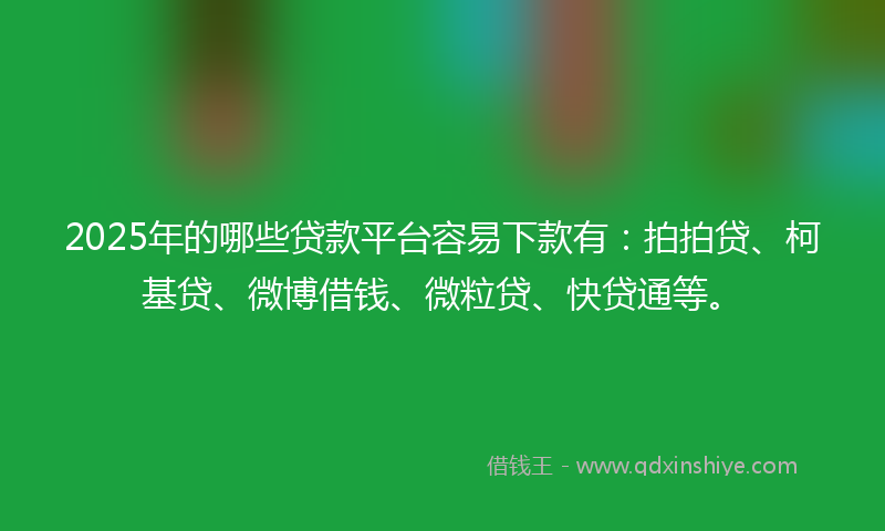 2025年的哪些贷款平台容易下款有：拍拍贷、柯基贷、微博借钱、微粒贷、快贷通等。