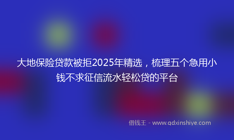 大地保险贷款被拒2025年精选，梳理五个急用小钱不求征信流水轻松贷的平台