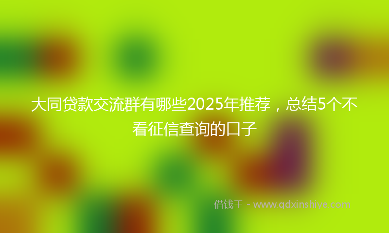 大同贷款交流群有哪些2025年推荐，总结5个不看征信查询的口子