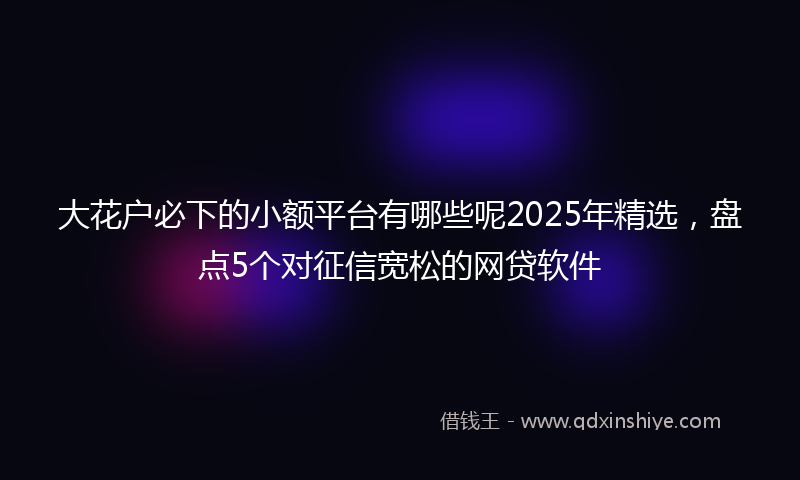 大花户必下的小额平台有哪些呢2025年精选，盘点5个对征信宽松的网贷软件