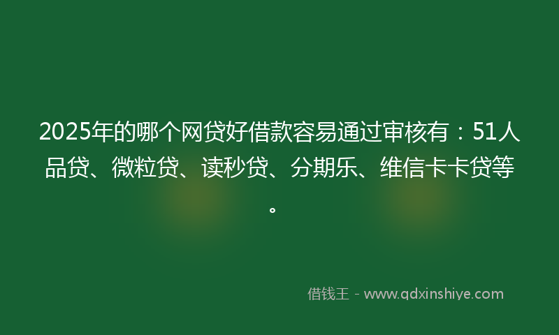 2025年的哪个网贷好借款容易通过审核有：51人品贷、微粒贷、读秒贷、分期乐、维信卡卡贷等。