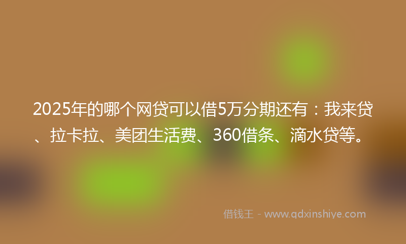 2025年的哪个网贷可以借5万分期还有：我来贷、拉卡拉、美团生活费、360借条、滴水贷等。