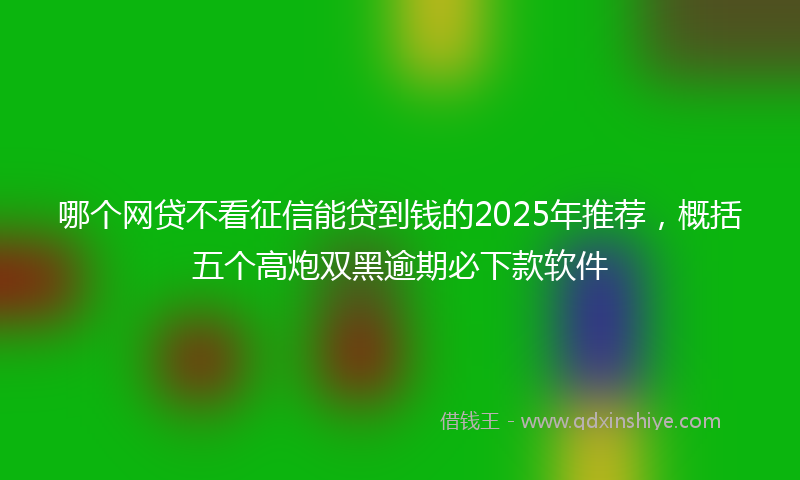 哪个网贷不看征信能贷到钱的2025年推荐，概括五个高炮双黑逾期必下款软件