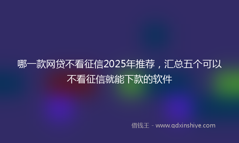 哪一款网贷不看征信2025年推荐，汇总五个可以不看征信就能下款的软件
