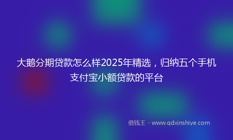 大鹅分期贷款怎么样2025年精选，归纳五个手机支付宝小额贷款的平台
