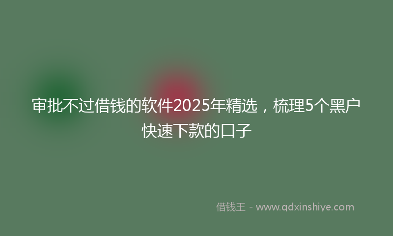 审批不过借钱的软件2025年精选，梳理5个黑户快速下款的口子