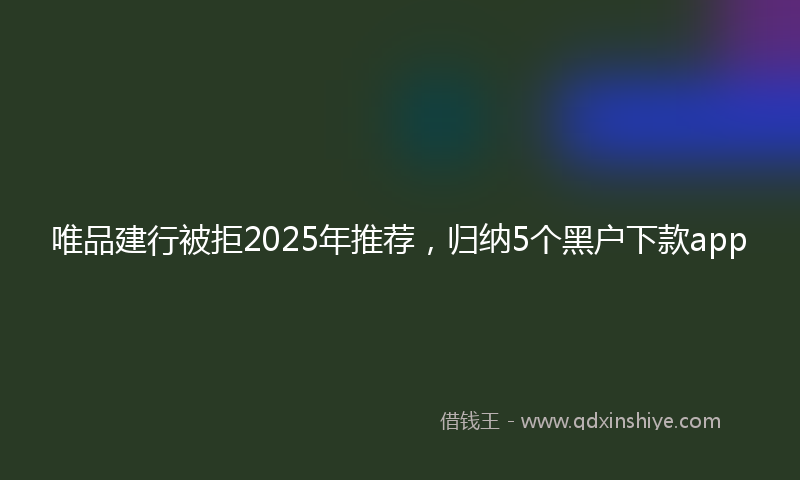 唯品建行被拒2025年推荐，归纳5个黑户下款app
