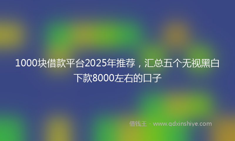 1000块借款平台2025年推荐，汇总五个无视黑白下款8000左右的口子
