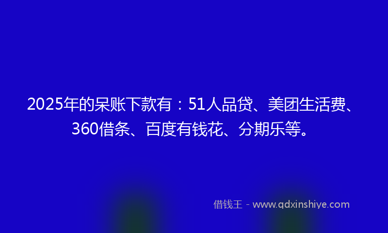 2025年的呆账下款有：51人品贷、美团生活费、360借条、百度有钱花、分期乐等。