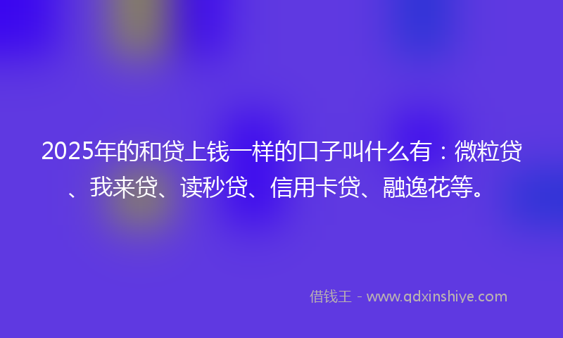 2025年的和贷上钱一样的口子叫什么有：微粒贷、我来贷、读秒贷、信用卡贷、融逸花等。
