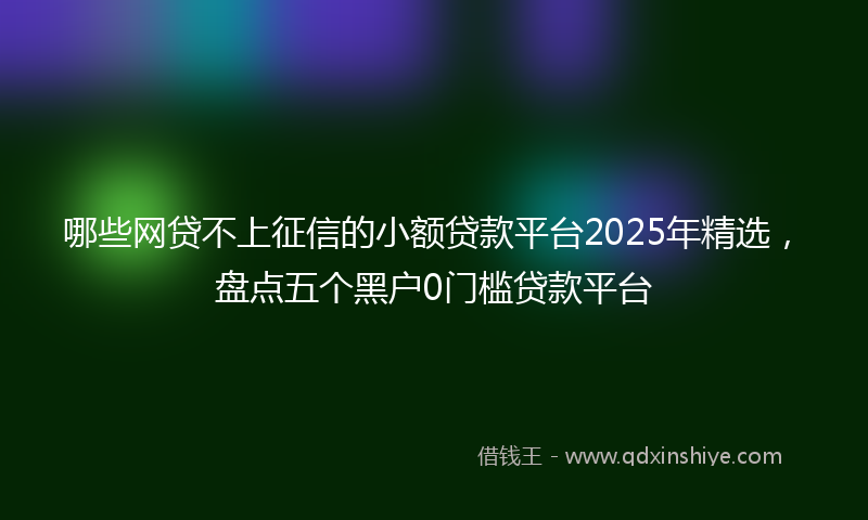 哪些网贷不上征信的小额贷款平台2025年精选，盘点五个黑户0门槛贷款平台