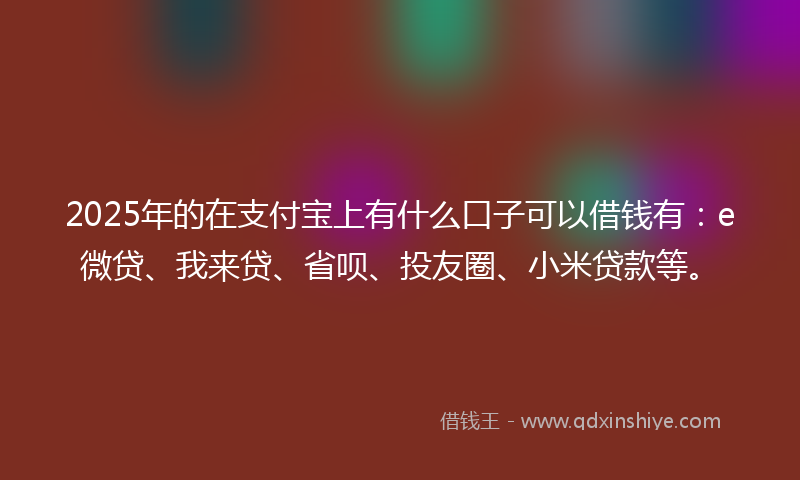 2025年的在支付宝上有什么口子可以借钱有：e微贷、我来贷、省呗、投友圈、小米贷款等。