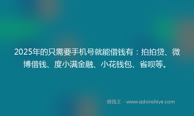 2025年的只需要手机号就能借钱有：拍拍贷、微博借钱、度小满金融、小花钱包、省呗等。