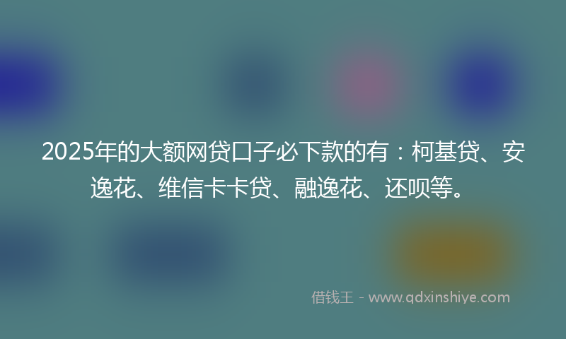 2025年的大额网贷口子必下款的有：柯基贷、安逸花、维信卡卡贷、融逸花、还呗等。