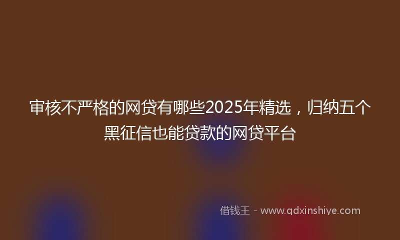 审核不严格的网贷有哪些2025年精选，归纳五个黑征信也能贷款的网贷平台