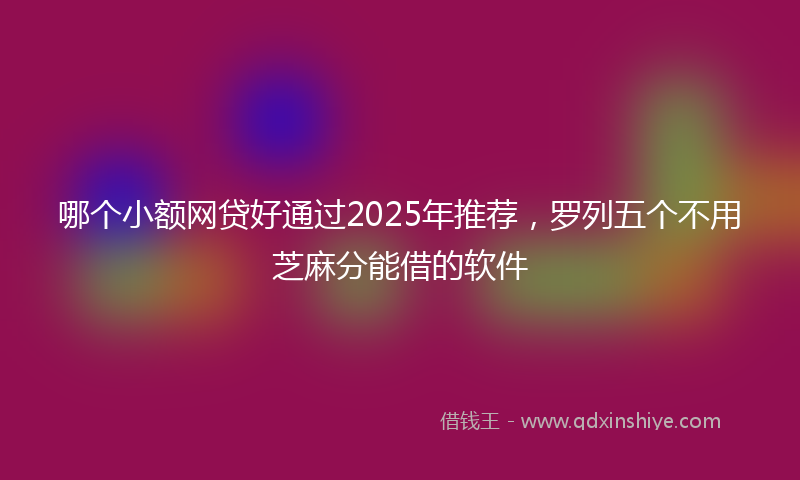 哪个小额网贷好通过2025年推荐，罗列五个不用芝麻分能借的软件