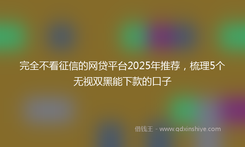 完全不看征信的网贷平台2025年推荐，梳理5个无视双黑能下款的口子