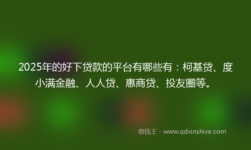 2025年的好下贷款的平台有哪些有：柯基贷、度小满金融、人人贷、惠商贷、投友圈等。