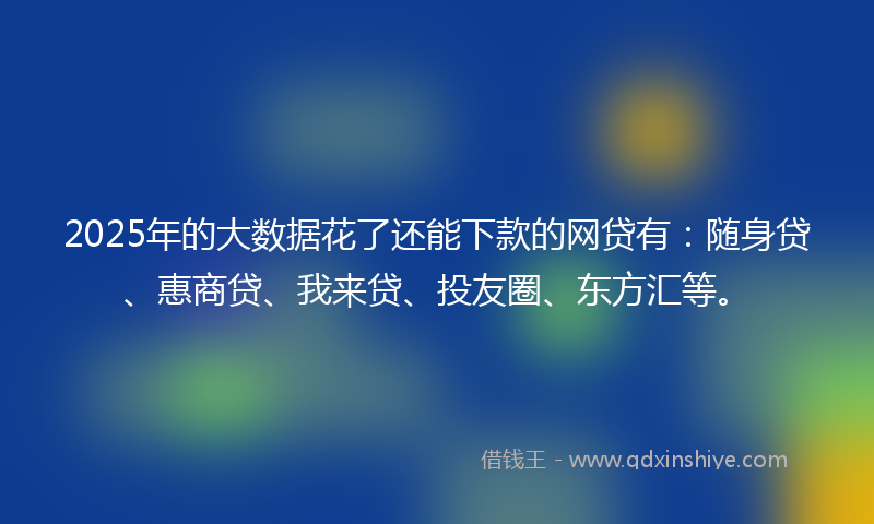 2025年的大数据花了还能下款的网贷有：随身贷、惠商贷、我来贷、投友圈、东方汇等。