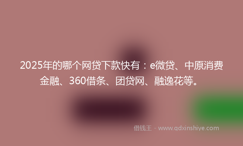 2025年的哪个网贷下款快有：e微贷、中原消费金融、360借条、团贷网、融逸花等。