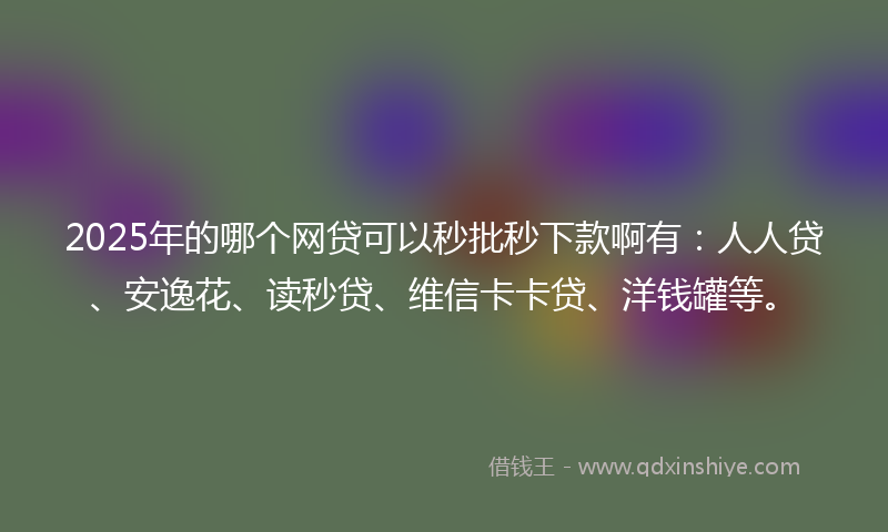2025年的哪个网贷可以秒批秒下款啊有：人人贷、安逸花、读秒贷、维信卡卡贷、洋钱罐等。