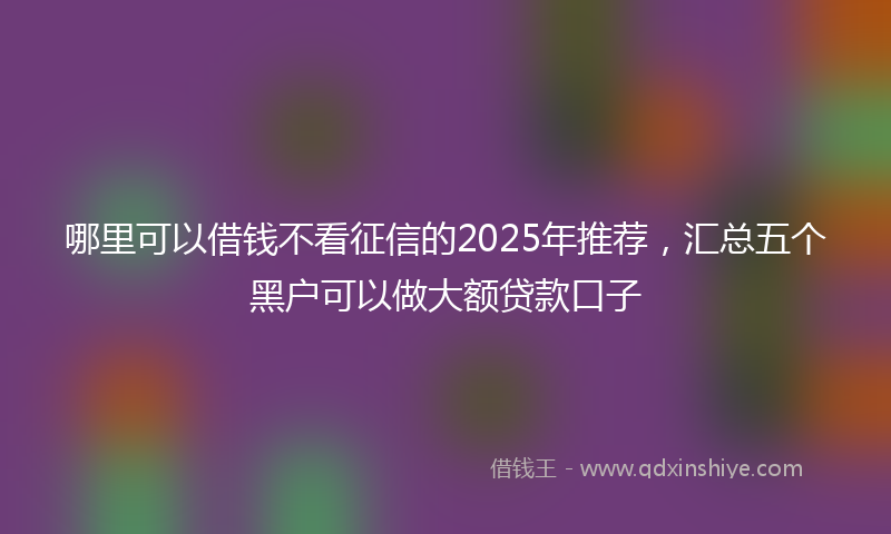 哪里可以借钱不看征信的2025年推荐，汇总五个黑户可以做大额贷款口子