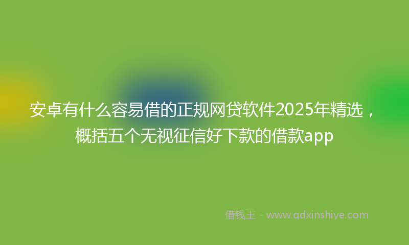 安卓有什么容易借的正规网贷软件2025年精选，概括五个无视征信好下款的借款app