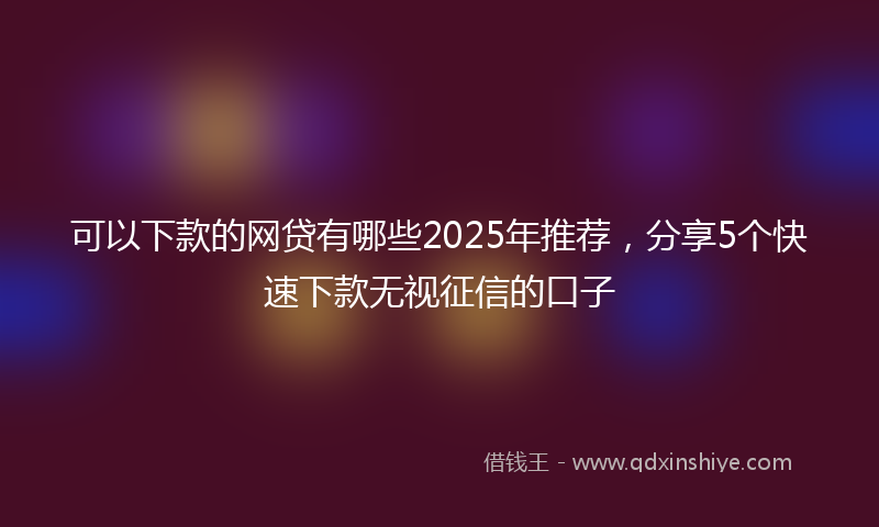 可以下款的网贷有哪些2025年推荐，分享5个快速下款无视征信的口子