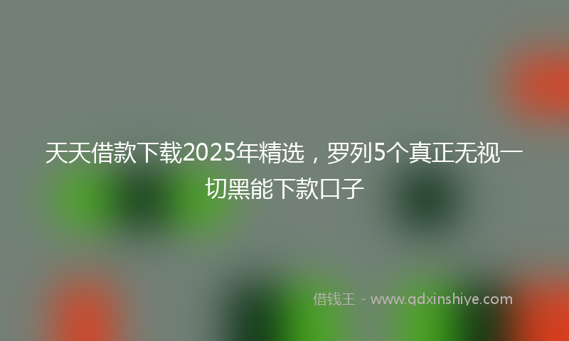 天天借款下载2025年精选，罗列5个真正无视一切黑能下款口子